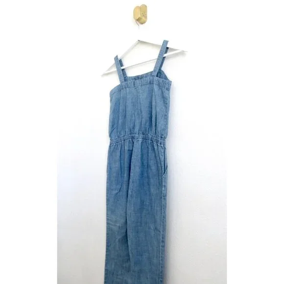 NEW! Polo Ralph Lauren Chambray Jumpsuit Button Front Blue Girls SZ 6-7 Years - Picture 6 of 8